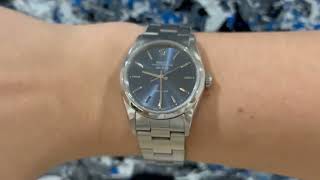 Vidéo: Montre Rolex Airking (Ref 15000) en acier de 1990. 34mm. cadran bleu