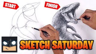 how to draw mosasaurus jurassic world sketch saturday