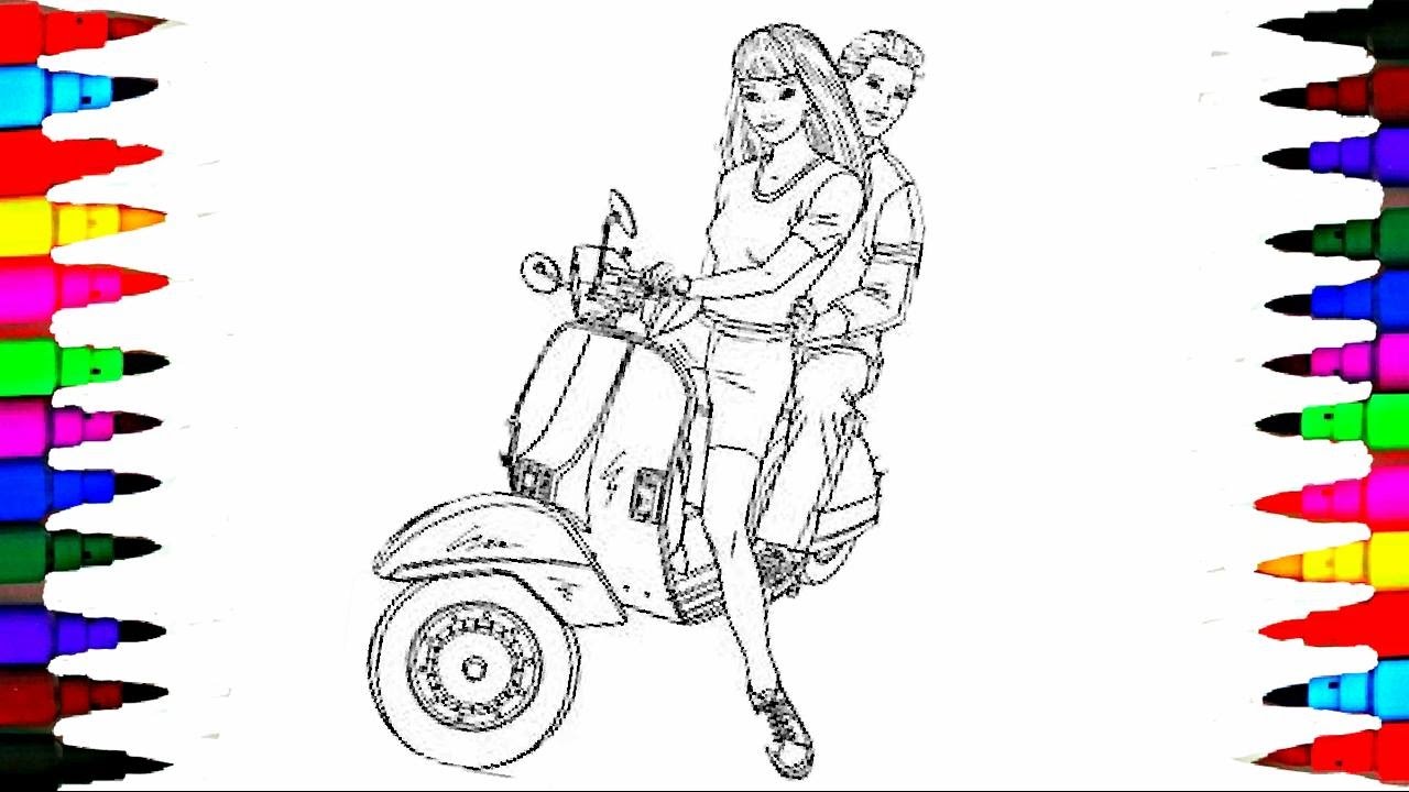 Learn Colors Videos Children Barbie Ken Scooter Coloring Pages Learning