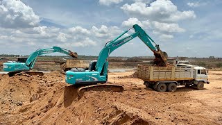 XM Vs SM สามพีคอนสทรัคชั่น กำลังขุดลอกแก่งน้ำต้อน Excavetor Loading to Dumptruck EP.1650