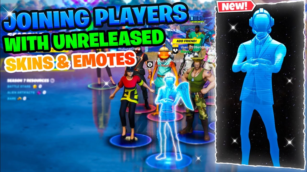 Joining Fortnite Lobbies Using Unreleased Skins and Emotes  Shadow Midas Superman and More 