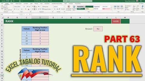 [Excel Tagalog Tutorial #63] Rank