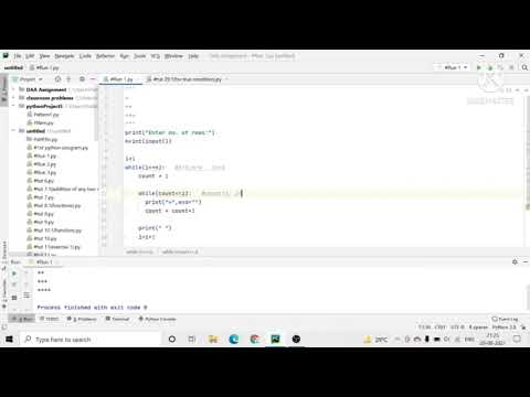 Star pattern using while loop in python