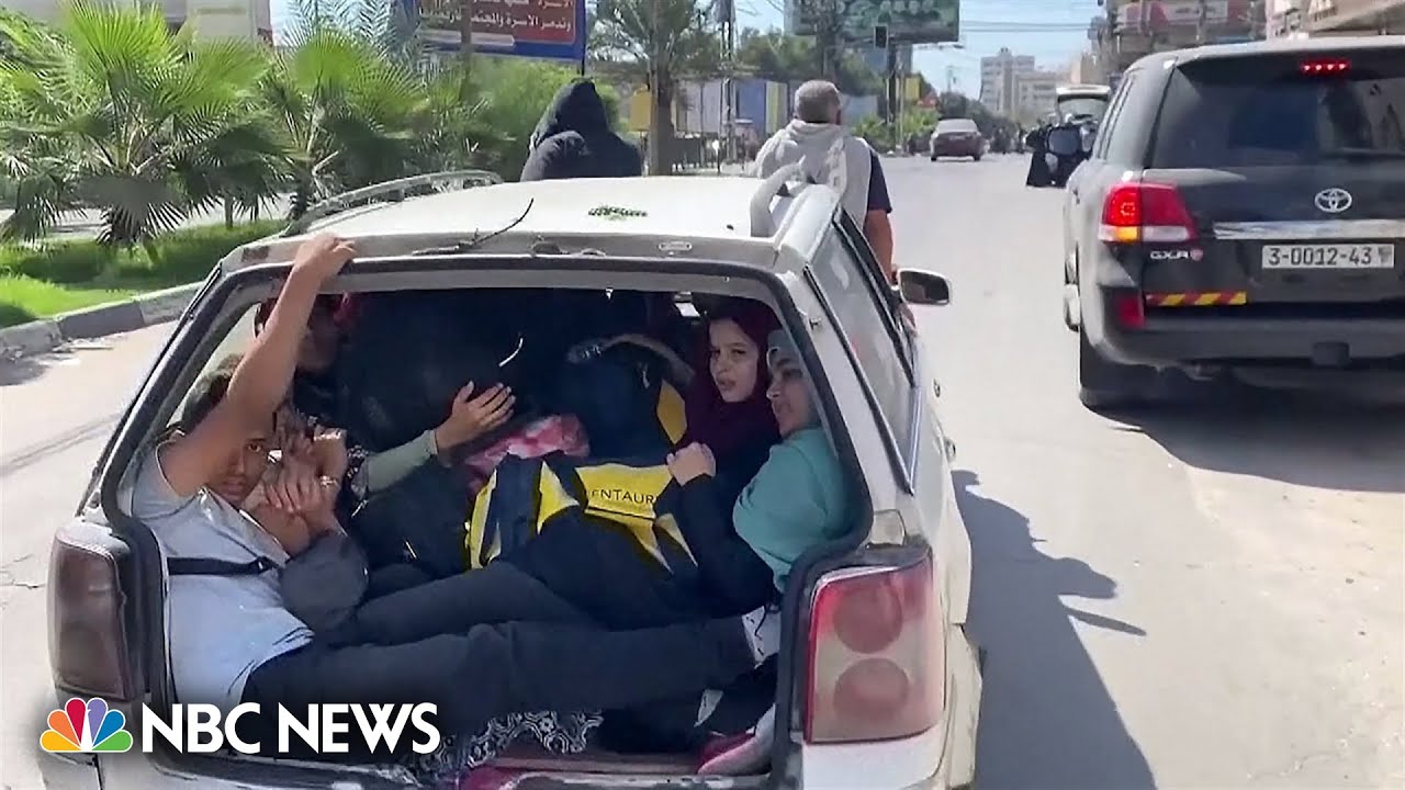 WATCH: Residents of Gaza City pack into vehicles and head south after Israel’s warning