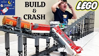 Johny Builds & Crashes NEW LEGO Red Cargo Train Lego Crazy Tracks Lego Train Crash