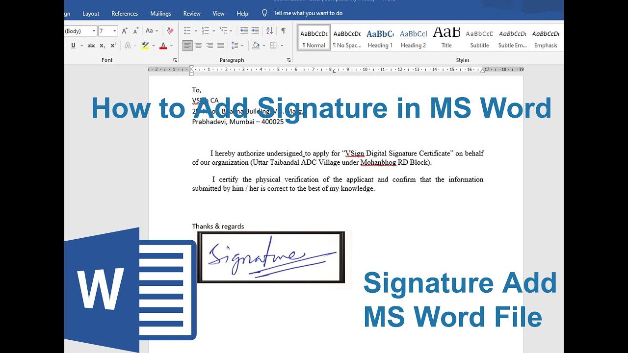 How To Add Signature In MS Word I MS Word Me Signature Kaise Add Kore I