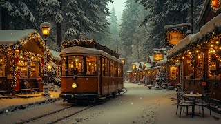 Holiday Jazz Music & Snowy ❄️A Train Station Town with Warm Café & Festive Streets Full of Lights🎄 screenshot 4