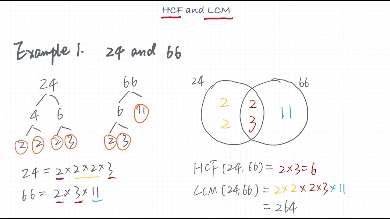 Find the HCF and LCM by prime factorization method | Venn Diagram ...