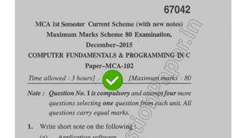 2015 Mdu MCA 1st Sem Computer Fundamental & Programming Question Paper #MduQuestionPaper