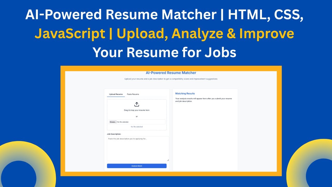 AI-Powered Resume Matcher with HTML, CSS, and JavaScript | Step-by-Step ...