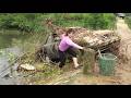 The girl rescued the dirty car from the pond and made it roadworthy