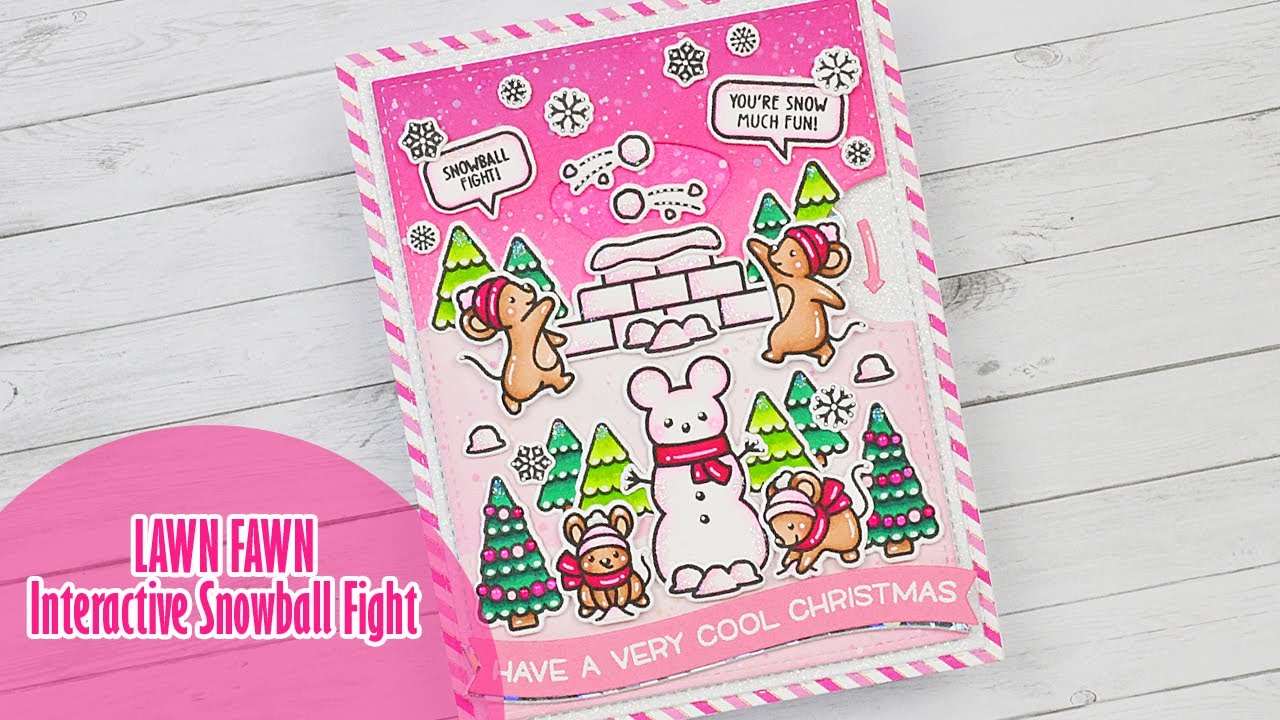 🩷 LAWN FAWN || Interactive Snowball Fight