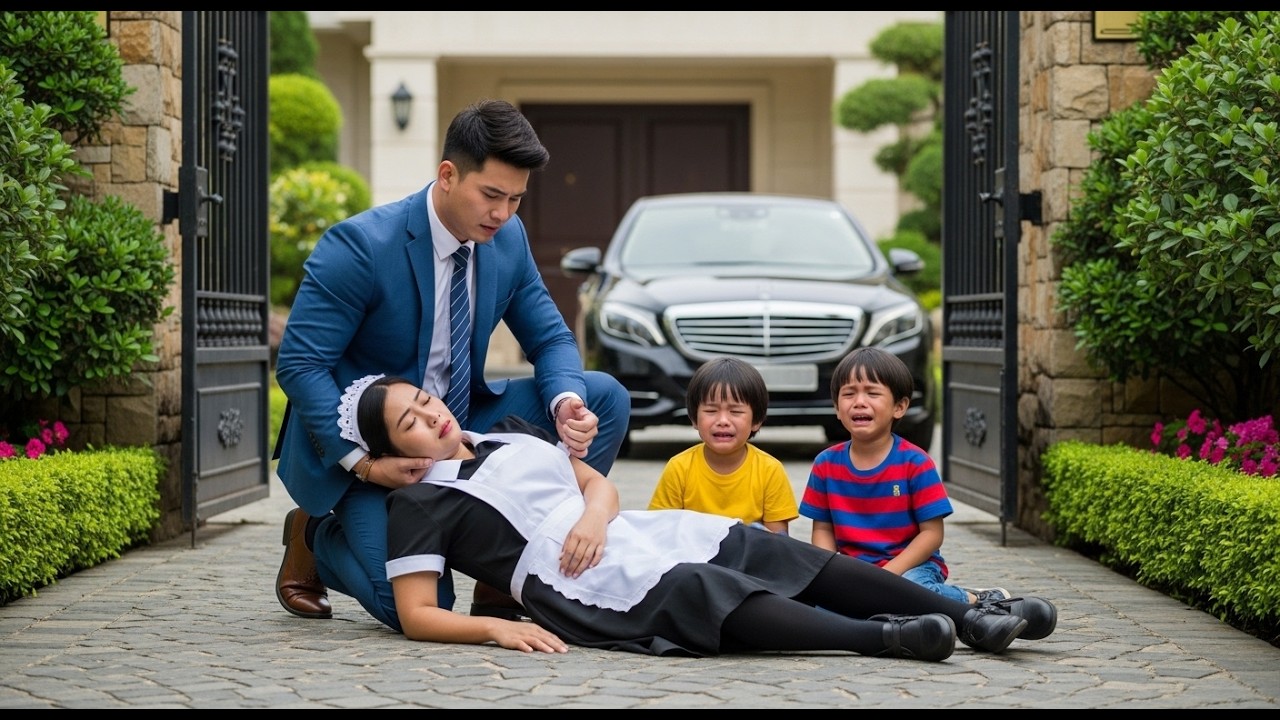 A INCRÍVEL ATITUDE DO VIÚVO RICO AO AJUDAR FAXINEIRA CAÍDA EM SEU PORTÃO