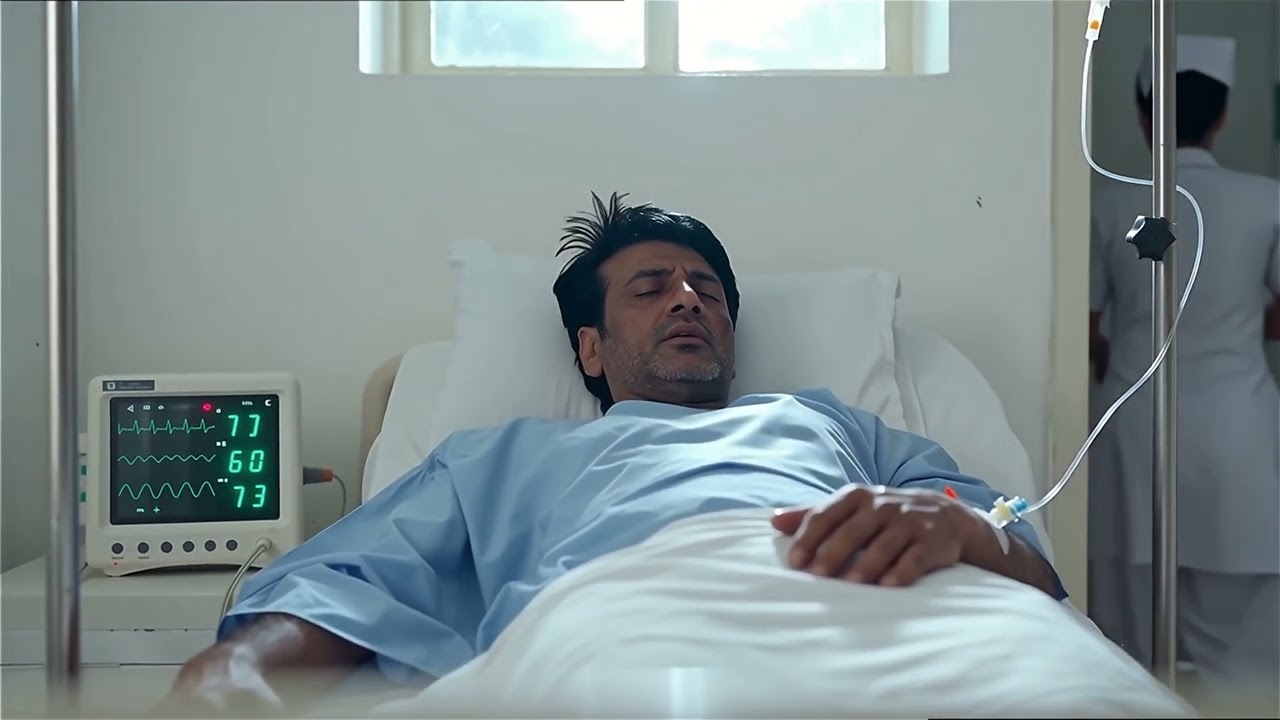 Pakistani army soldier suffering with stroke and laying in hospital bed 