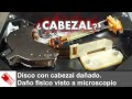 Disco con cabezal dañado. Daño físico visto a microscopio