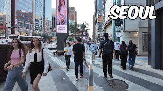 Gangnam Street Walking Tour. Seoul City Korea 4k City Tour
