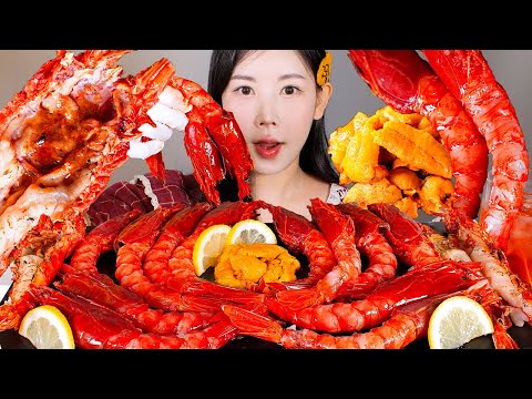 예쁘고 비싸고 맛있고😭 카라비네로 <strong>새우회</strong>, 구이 성게알 먹방 Carabinero Shrimp [eating show] mukbang korean food