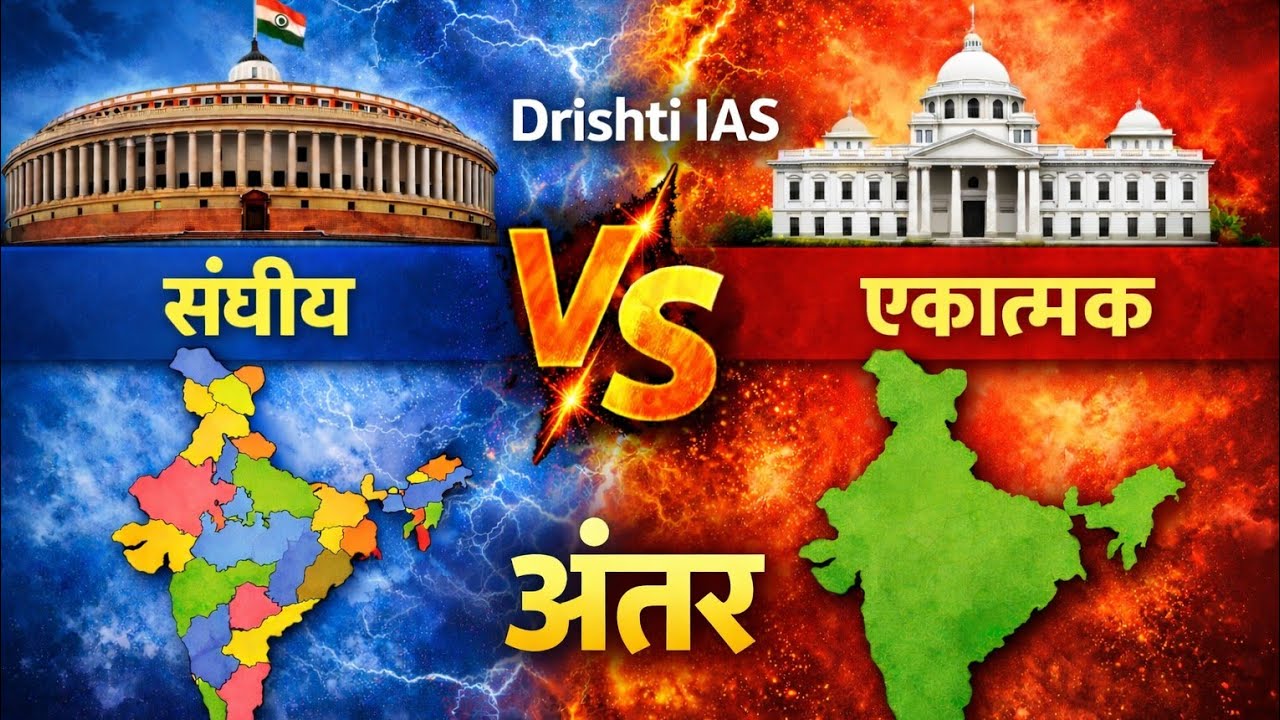 संघीय बनाम एकात्मक शासन प्रणाली – पूरी तुलना | Drishti IAS