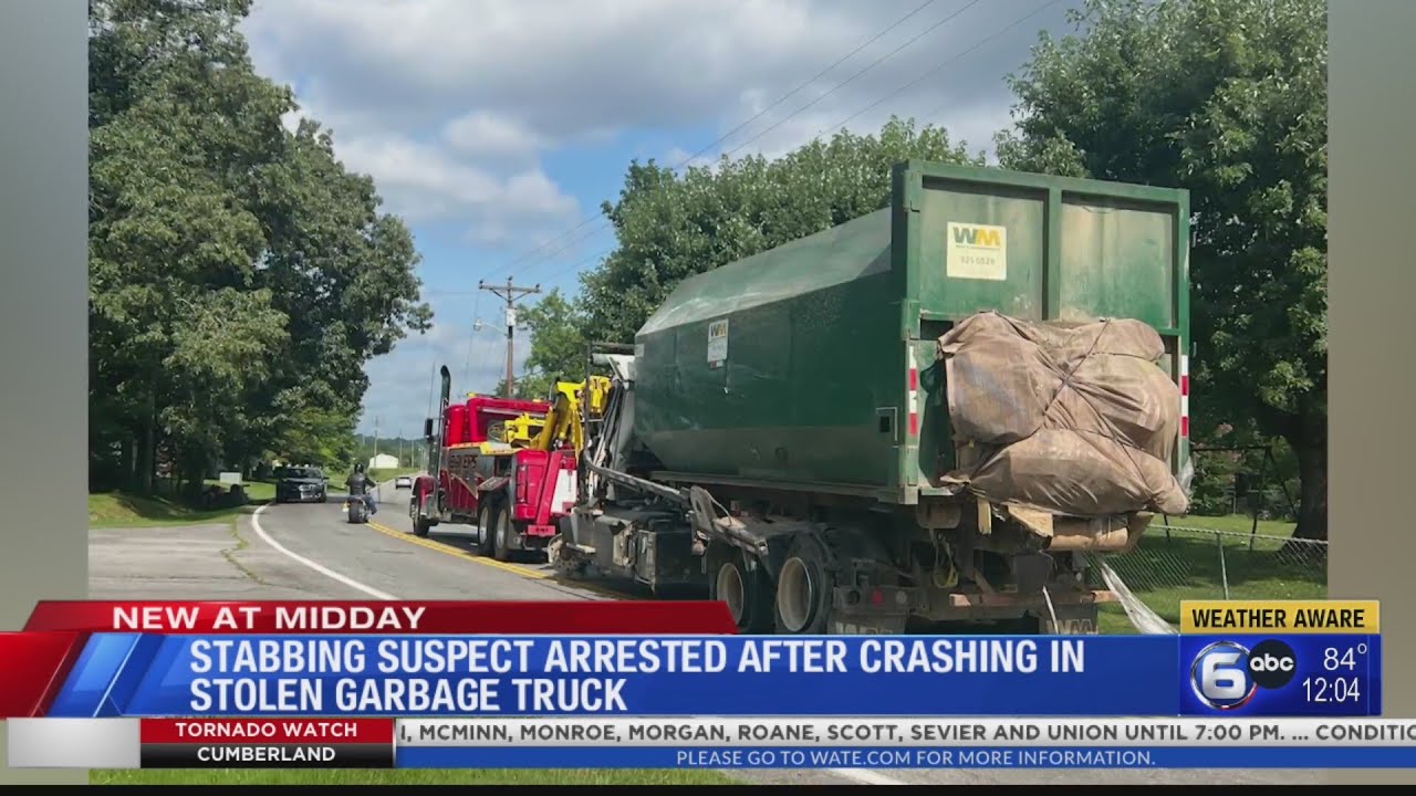 Stabbing suspect arrested after crashing stolen garbage truck in ...