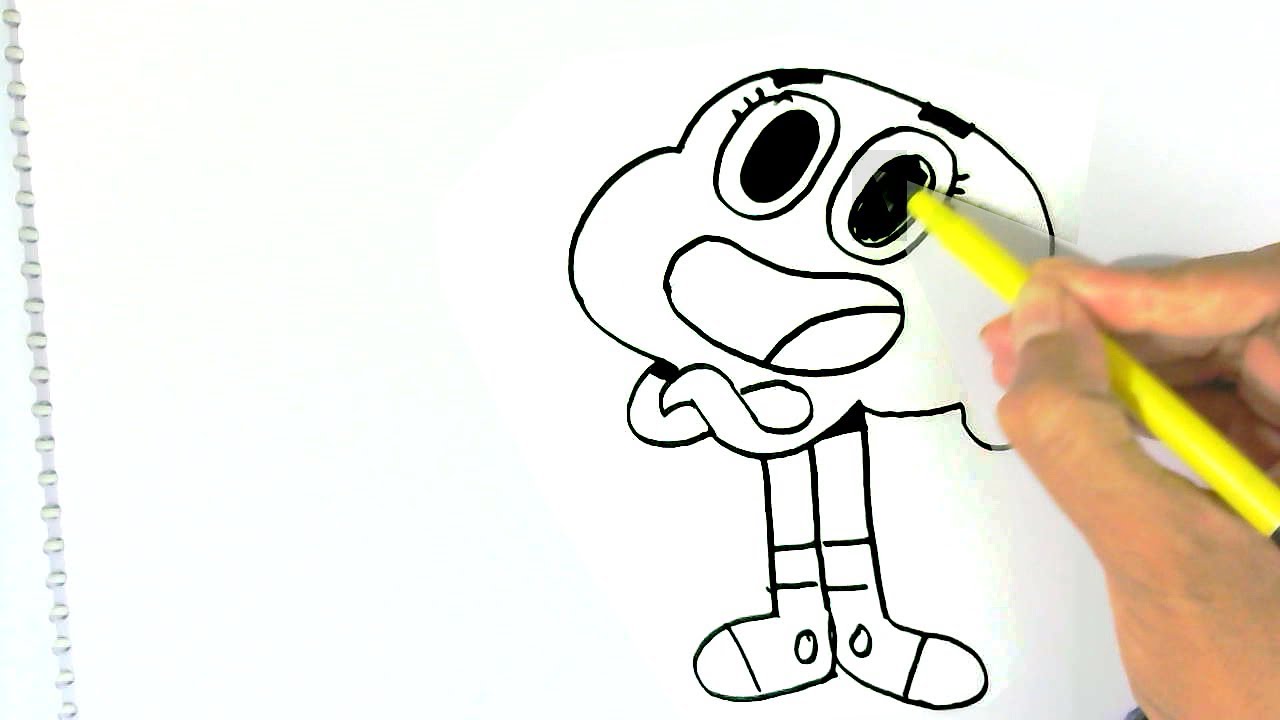 How to draw Darwin Gumball easy steps for children, kids ...