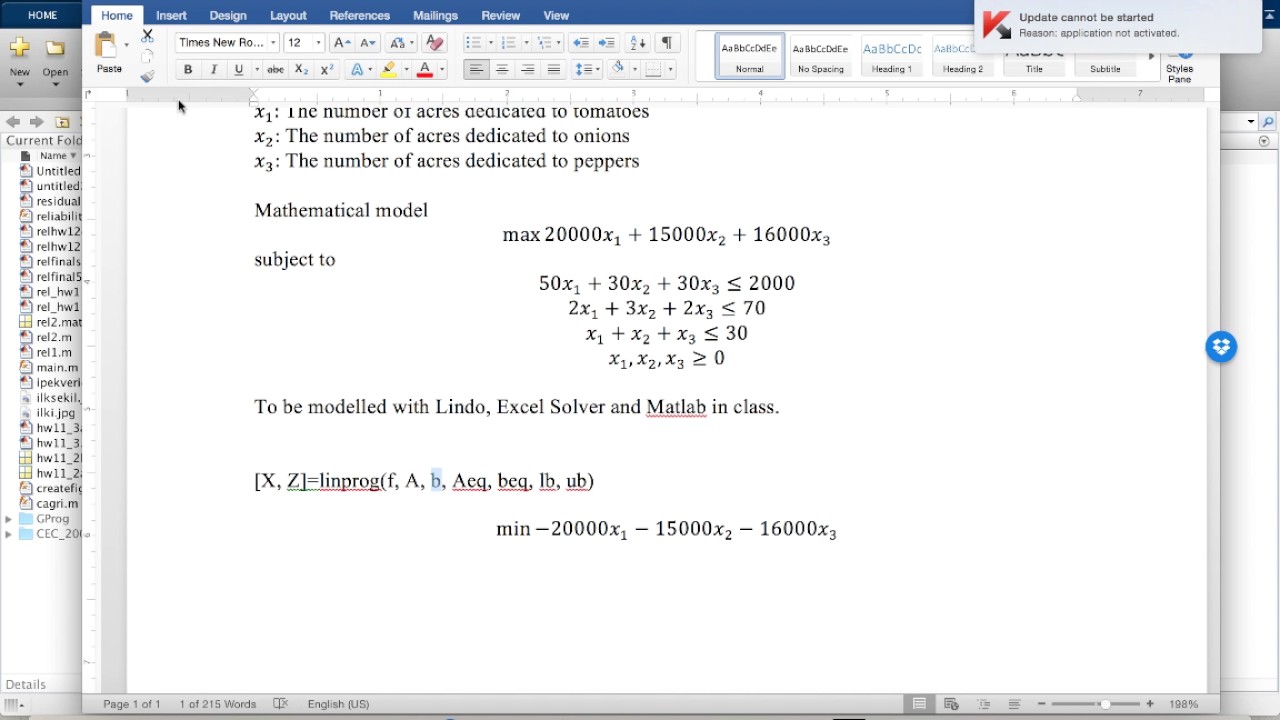 The Optimization Problem Of Matlab Routines