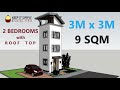 3mx3m Small House with 2 Bedrooms