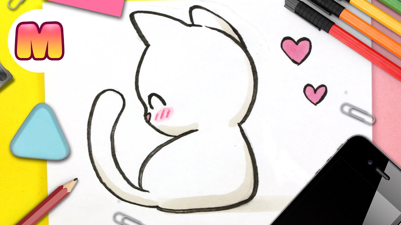 Dois Gatos desenhados num estilo Kawaii simples - Gatos - Just