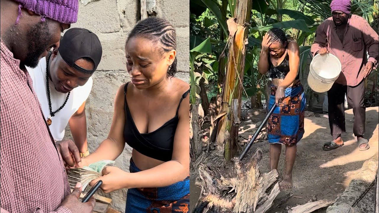 Little orphan girl cuts big and strong wood for people to feed 