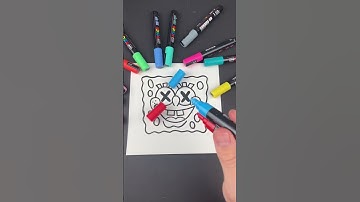 Drawing SpongeBob in glitch art style #artist #artwork #satisfying #art #shorts