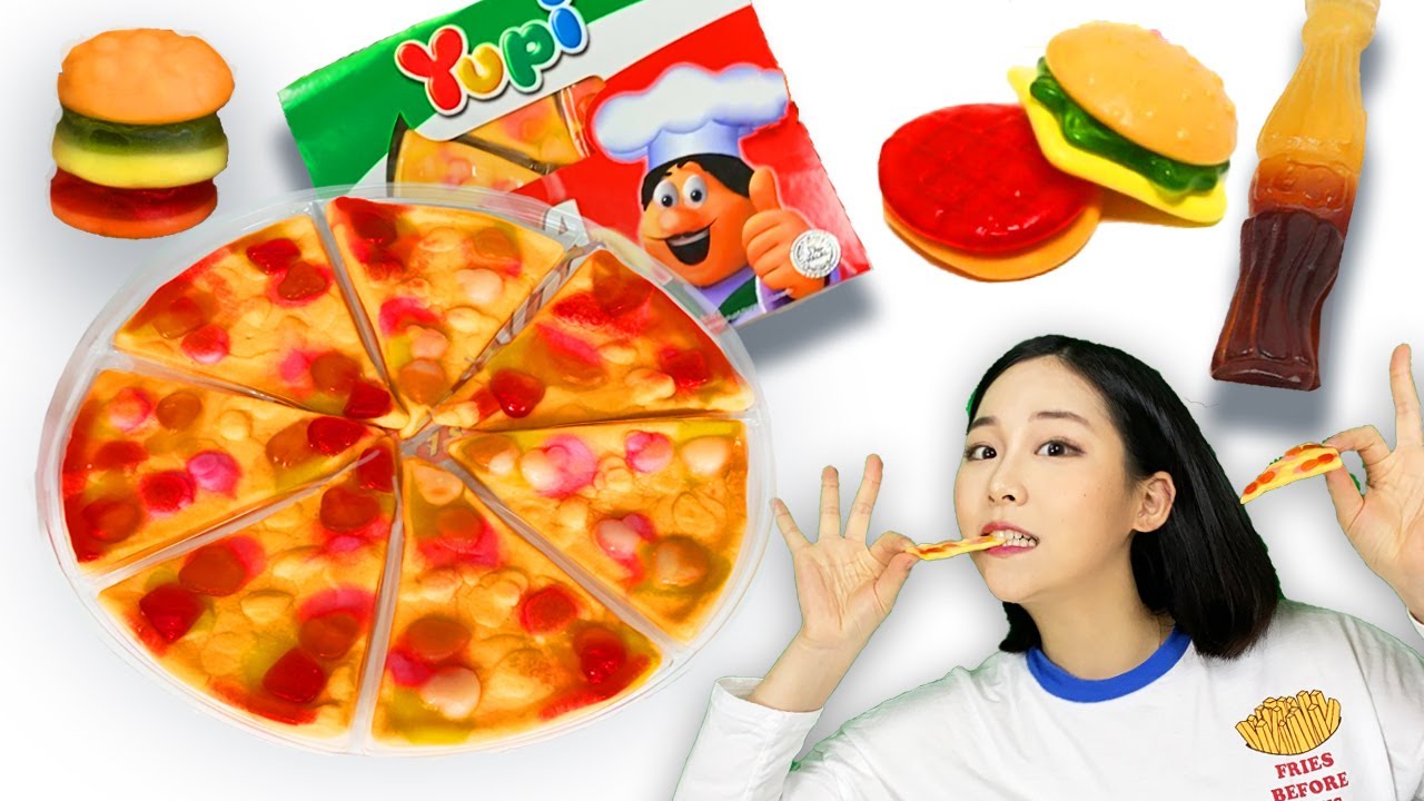 Giant Pizza Jelly Hamburger Gummy Jelly Mukbang 대왕 피자 젤리 햄버거 젤리 먹방 RAMIYUM 라미얌 YouTube