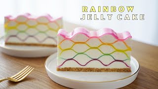 젤리로 아름다운 무지개 치즈케이크를 만들어 봤어요.🌈 / Rainbow Jelly Cheesecake / Amazing cake / Cup measure