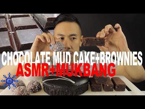 ASMR+MUKBANG CHOCOLATE CAKE CHOCOLATE BROWNIES CHOCOLATE SNOW DROPS ICE CREAM-BIG BITES(NO TALKING)