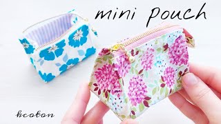 Wide open [How to make a triangular mini pouch] 12cm zipper with subtitles