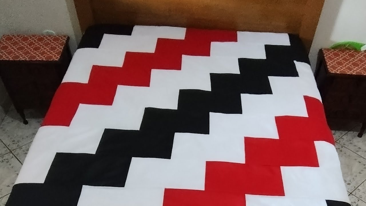 COMO FAZER  Colcha  de RETALHOS TRÊS CORES.  Diagonal. Petwoork.LINDA. PAsso a PAsso.