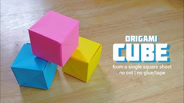 How to make a paper CUBE from a single sheet of origami paper | no cut no glue/taping