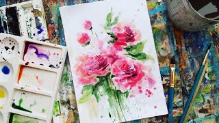 PIONES | Or roses😅Watercolour | Making watercolor paper from Whatman paper🖖