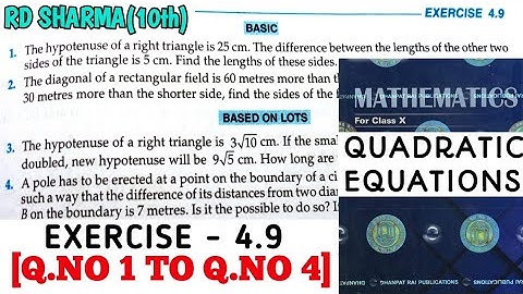RD SHARMA CLASS 10 QUADRATIC EQUATIONS EXERCISE- 4.9[Q.NO 1 TO 4] MATH FEAR | CHAPTER 4 |CBSE