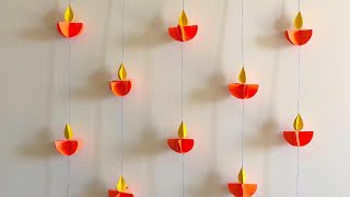 Paper Diya | DIY PAPER DIYA WALL HANGING | easy Diwali decor ideas | home decor ideas | Craft Ideas