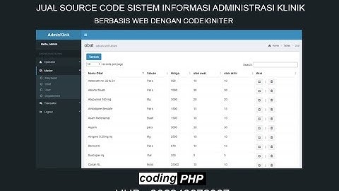 Demo Klinik - Sistem Informasi Administrasi Klinik (PHP,MySql,CodeIgniter)