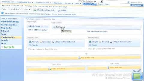 SharePoint 2007 Training Video: Edit and Publish Pages on a Publishing Site