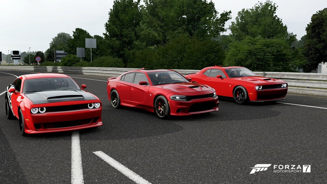 Forza 7 Drag race: Dodge Demon vs Dodge Challenger SRT Hellcat vs Dodge  Charger SRT Hellcat - YouTube