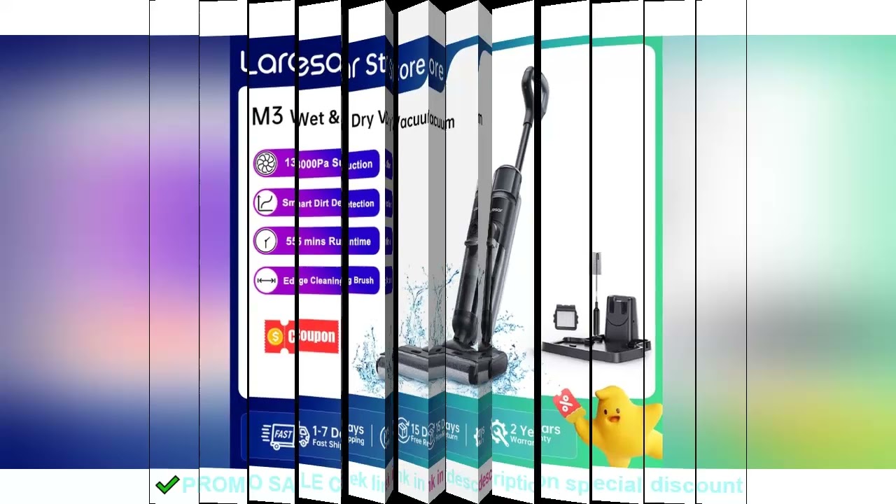 Laresar M3 Cordless Wet Dry Vacuum Cleaner Mop, Edge Cleaning 55min Auto Suction Floor Washer Self-C