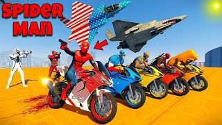 : SPIDER-MAN  Rides on Motorcycle Stunts | Epic Race!!
