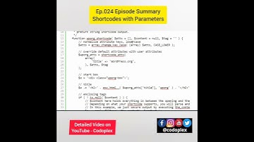 Episode Summary - Shortcodes with Parameters