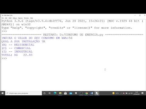 CALCULA O VALOR DA CONTA DE ENERGIA EM KWH ‐