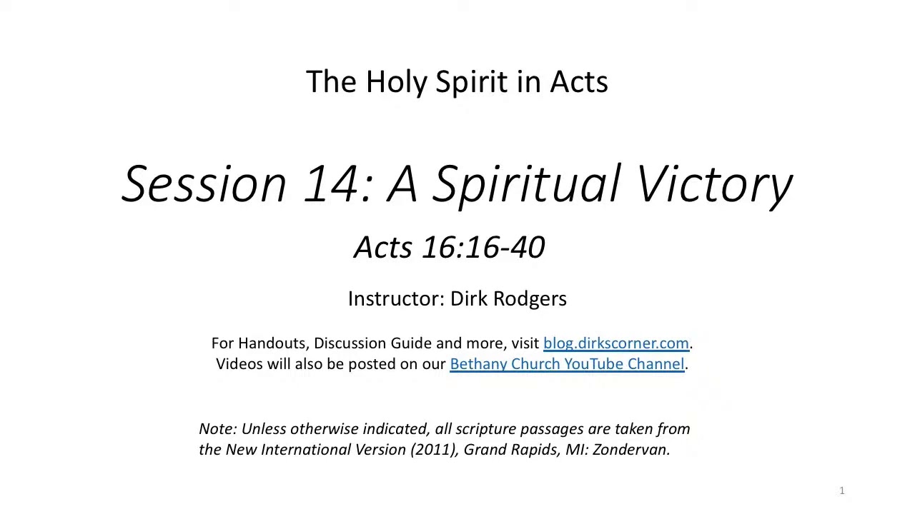 The Holy Spirit in Acts - Part 1 - Session 14 - YouTube