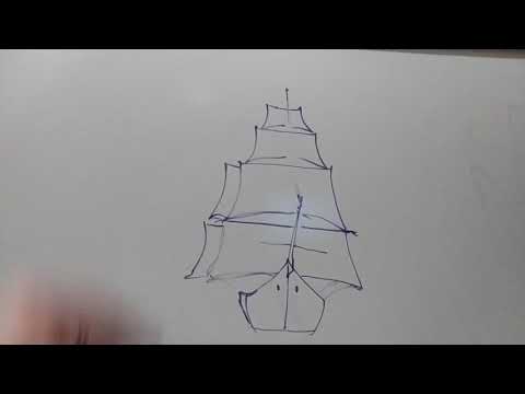 Малювання корабля з вітрилами. Как нарисовать парусник.