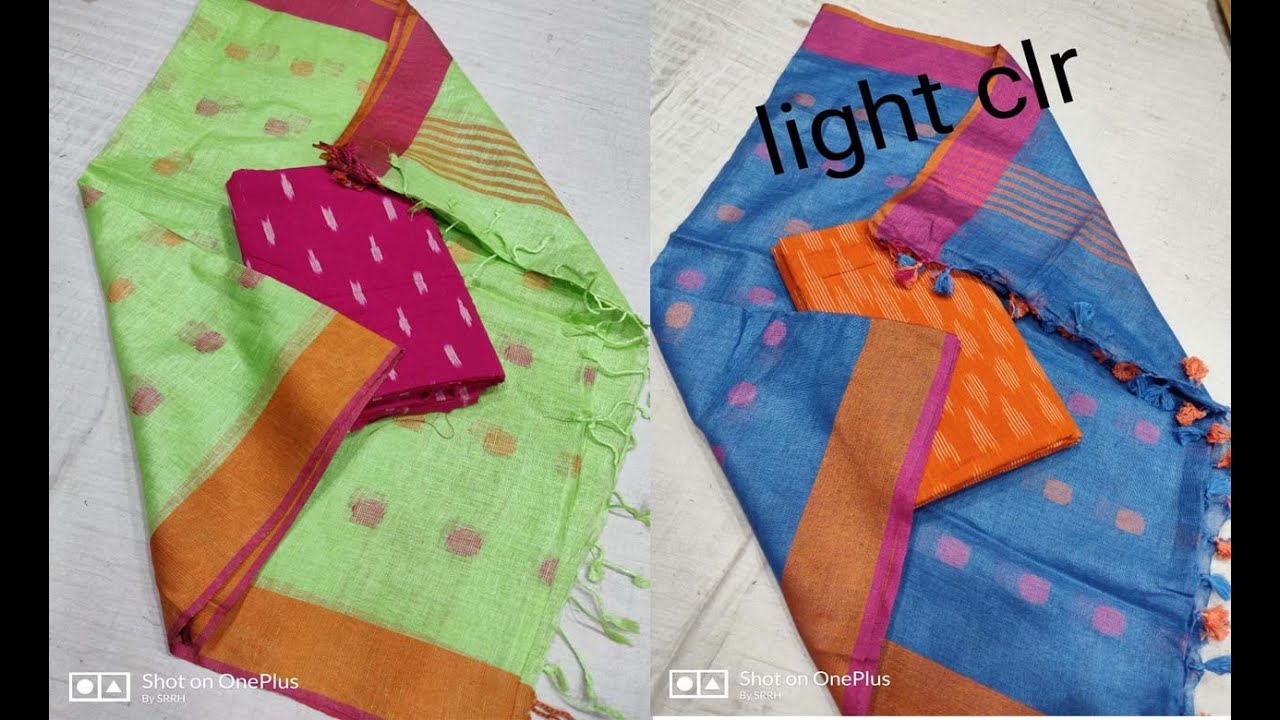 latest linen dupatta with ikkat top dress material collections for best price