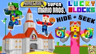 MARIO, LUIGI & PRINCESS PEACH play MINECRAFT!  Lucky Block Hide & Seek FGTEEV Challenge!