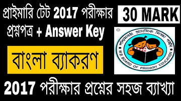 প্রাইমারি টেট (2017)সালের সমস্ত বাংলা ব্যাকরণের ব্যাখ্যা সহ সহজ সমাধান | Primary Tet 2017 Answer Key